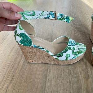 Floral cork wedge sandals